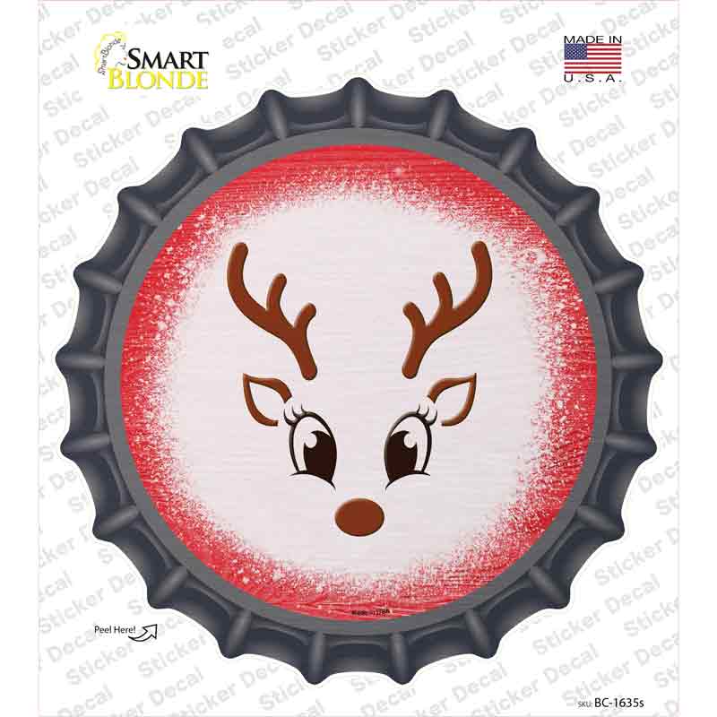 Red Reindeer Face Novelty Bottle Cap Sticker Decal Small