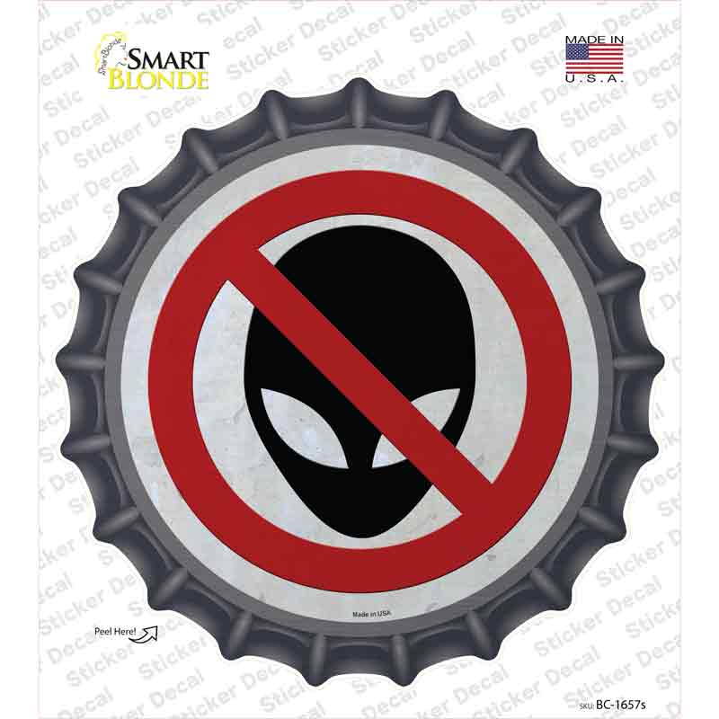 No Aliens Novelty Bottle Cap Sticker Decal Small