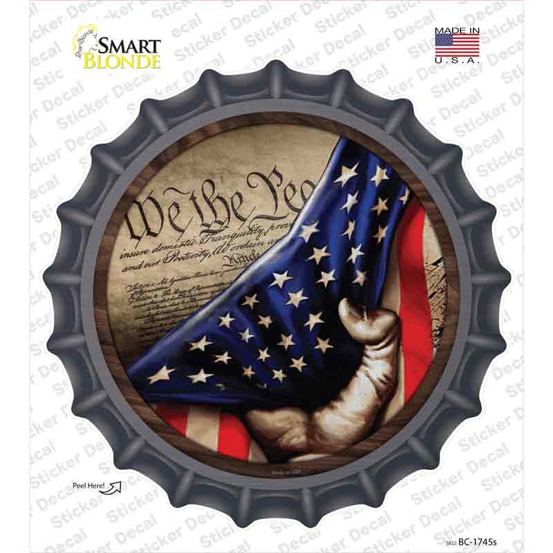 Constitution American Flag Novelty Bottle Cap Sticker Decal