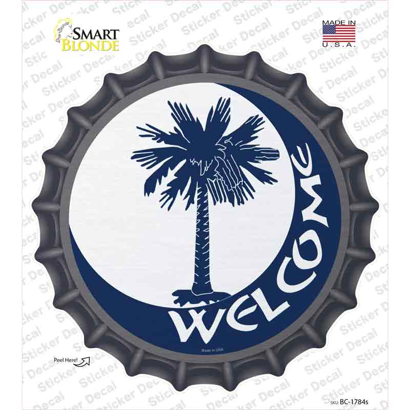 Welcome South Carolina Flag Novelty Bottle Cap Sticker Decal Small