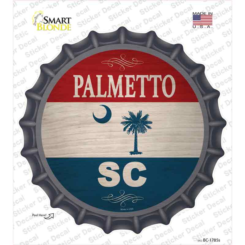 Palmetto SC Flag Novelty Bottle Cap Sticker Decal Small