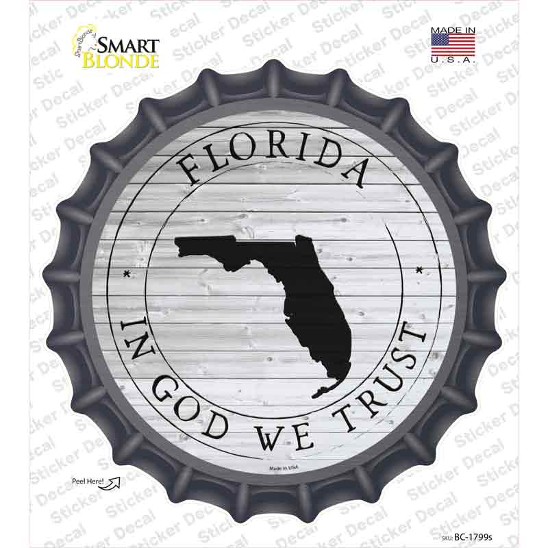 Florida In God We Trust Novelty Bottle Cap Sticker Decal Small