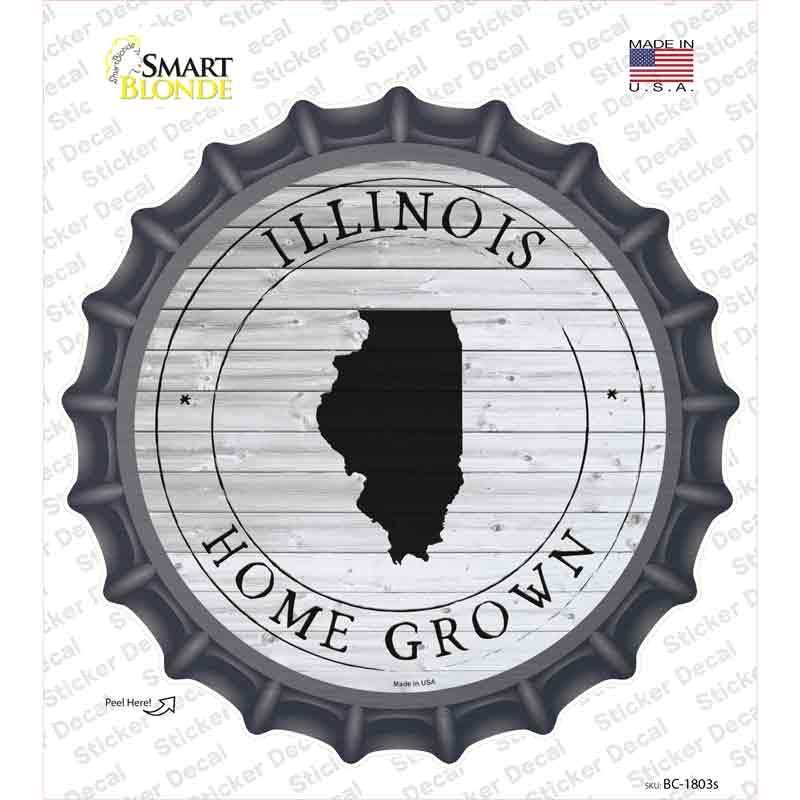 Illinois Home Grown Novelty Bottle Cap Sticker Decal Small