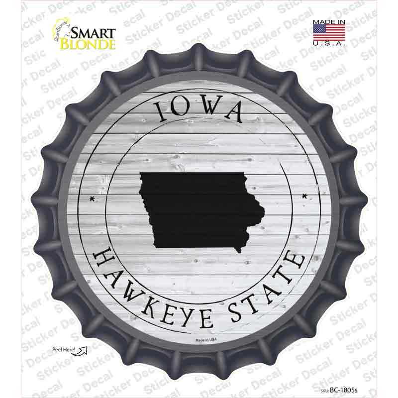 Iowa Hawkeye State Novelty Bottle Cap Sticker Decal Small