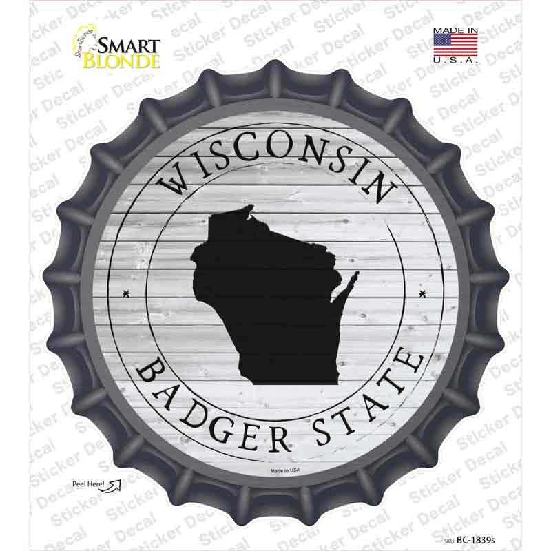 Wisconsin Badger State Novelty Bottle Cap Sticker Decal Small