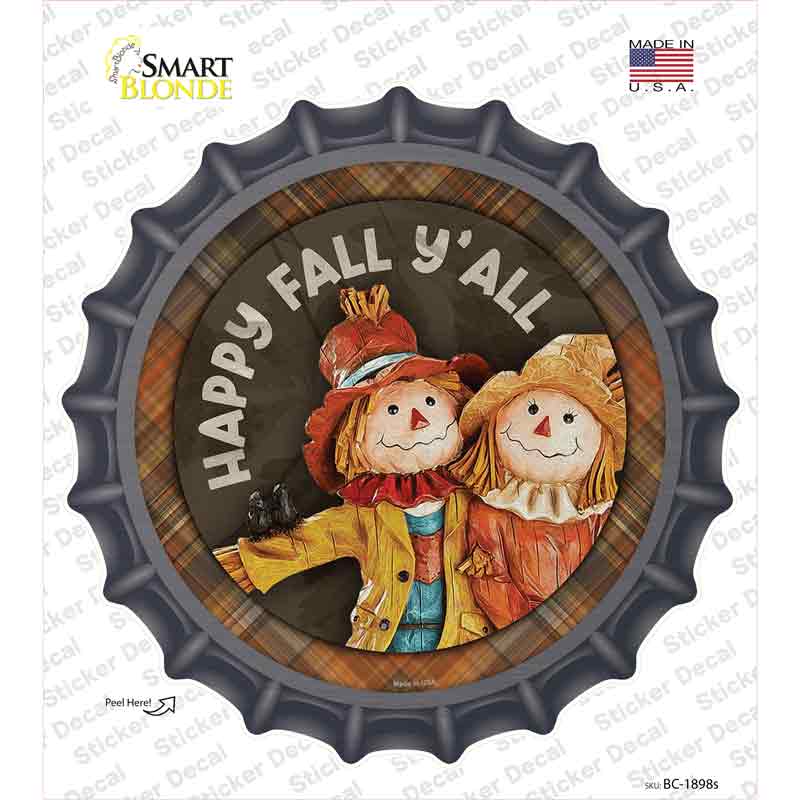 Happy Fall Yall Scarecrow Novelty Bottle Cap Sticker Decal Small