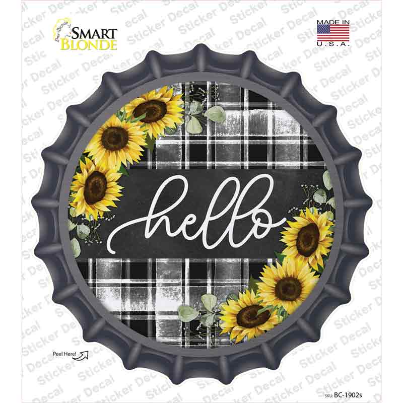 Hello Sunflowers Novelty Bottle Cap Sticker Decal Small