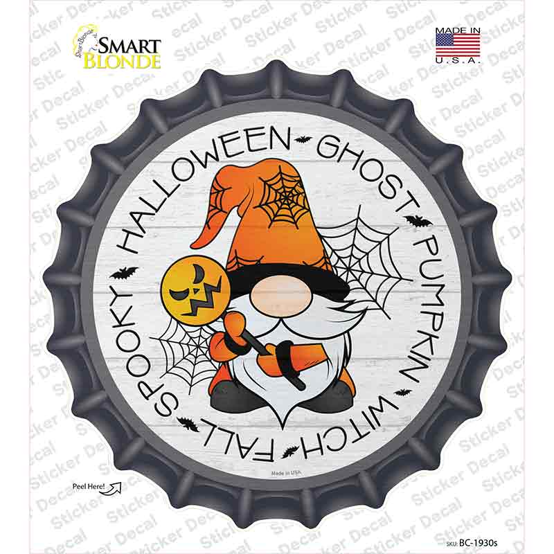 Spooky Halloween Gnome Novelty Bottle Cap Sticker Decal Small