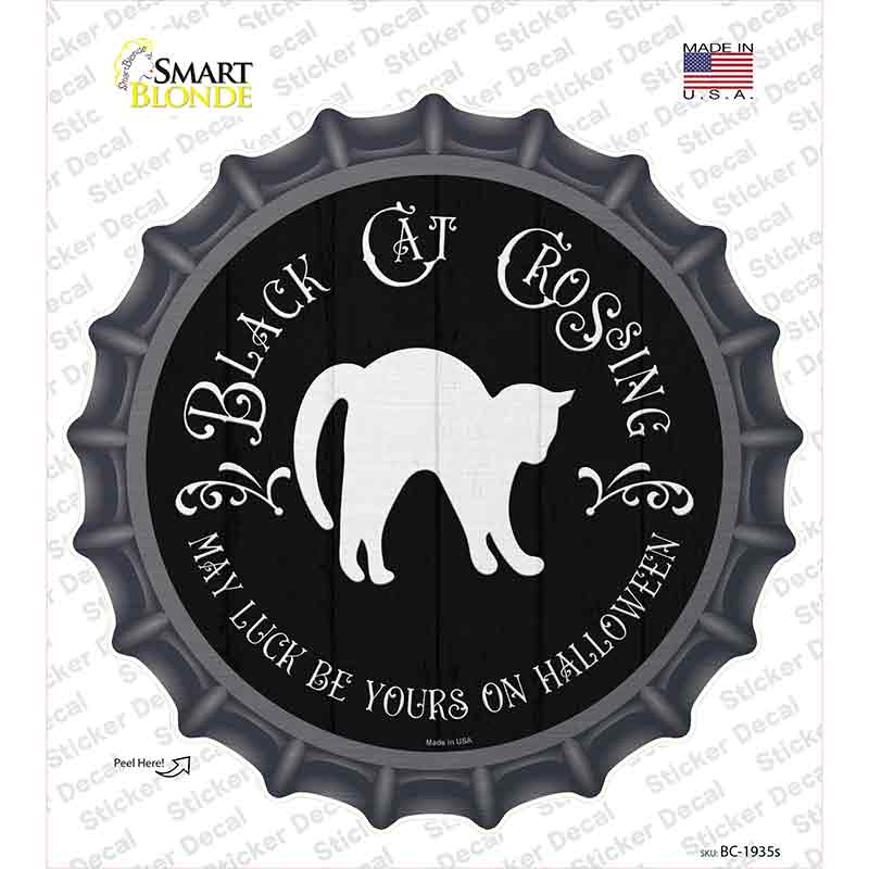 Black Cat Crossing Novelty Bottle Cap Sticker Decal Small