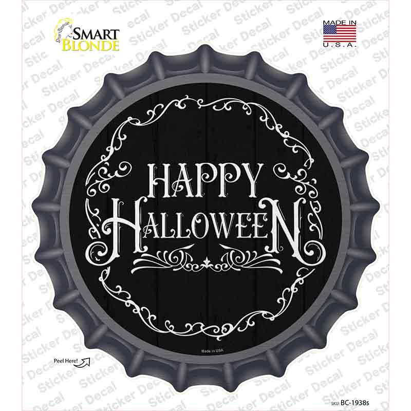 Happy Halloween Black Novelty Bottle Cap Sticker Decal Small