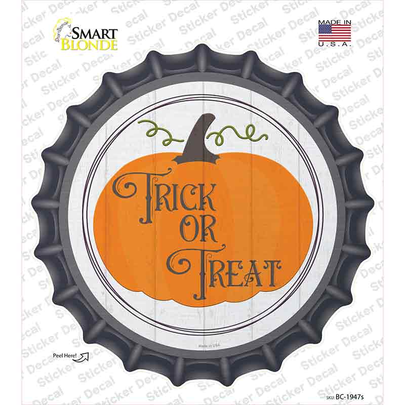 Trick Or Treat Pumpkin Novelty Bottle Cap Sticker Decal Small