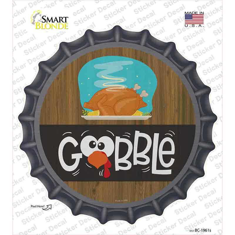 Gobble Turkey Novelty Bottle Cap Sticker Decal Small