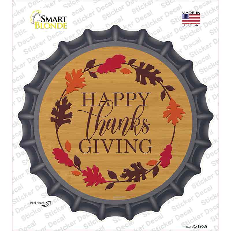 Happy Thanksgiving Novelty Bottle Cap Sticker Decal Small