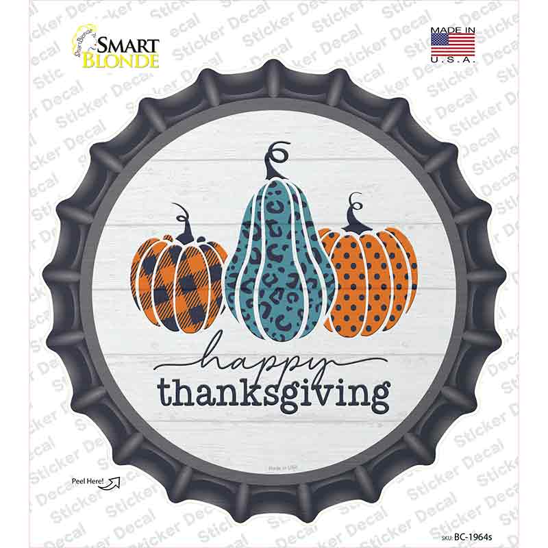 Happy Thanksgiving Pumpkins Novelty Bottle Cap Sticker Decal Small