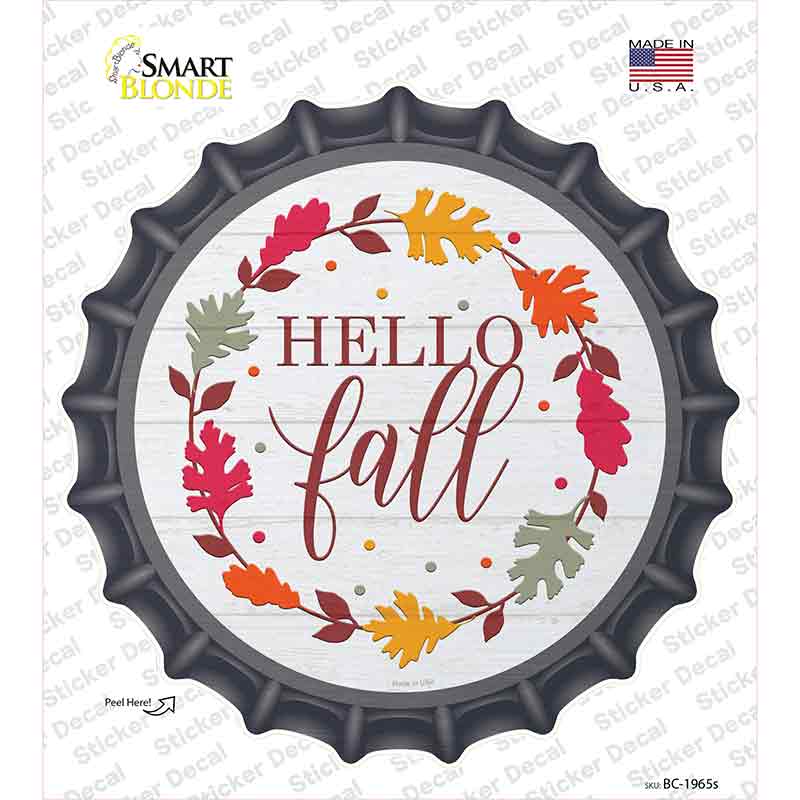 Hello Fall Leaves Novelty Bottle Cap Sticker Decal