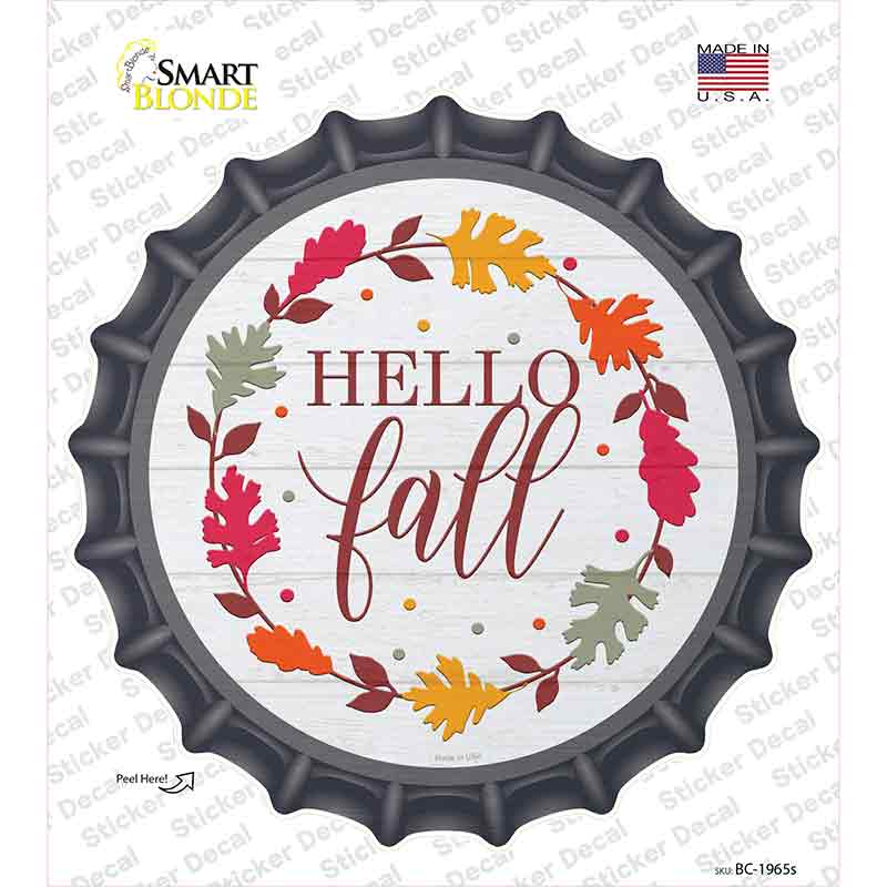 Hello Fall Leaves Novelty Bottle Cap Sticker Decal Small