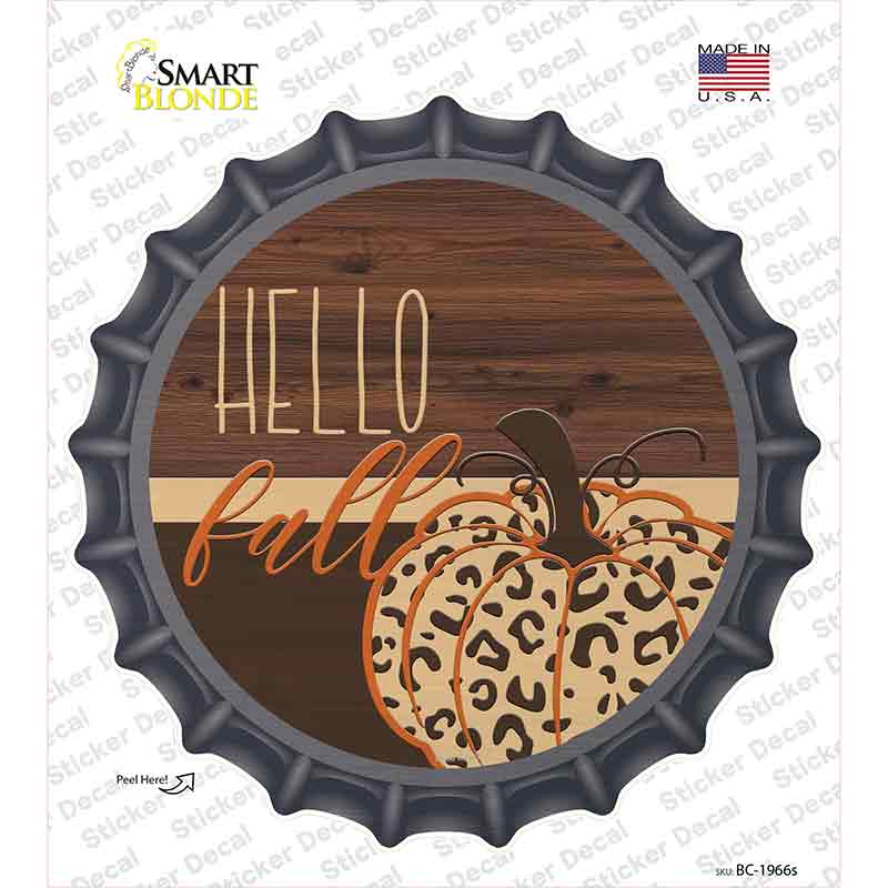 Hello Fall Pumpkin Novelty Bottle Cap Sticker Decal Small