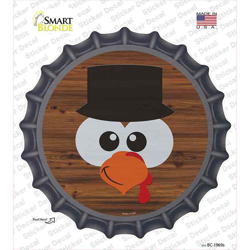 Turkey Face Top Hat Novelty Bottle Cap Sticker Decal Small