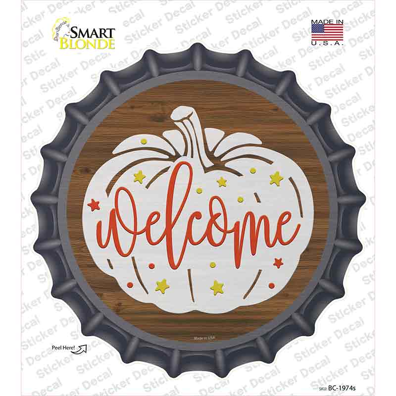 Pumpkin Welcome Novelty Bottle Cap Sticker Decal Small