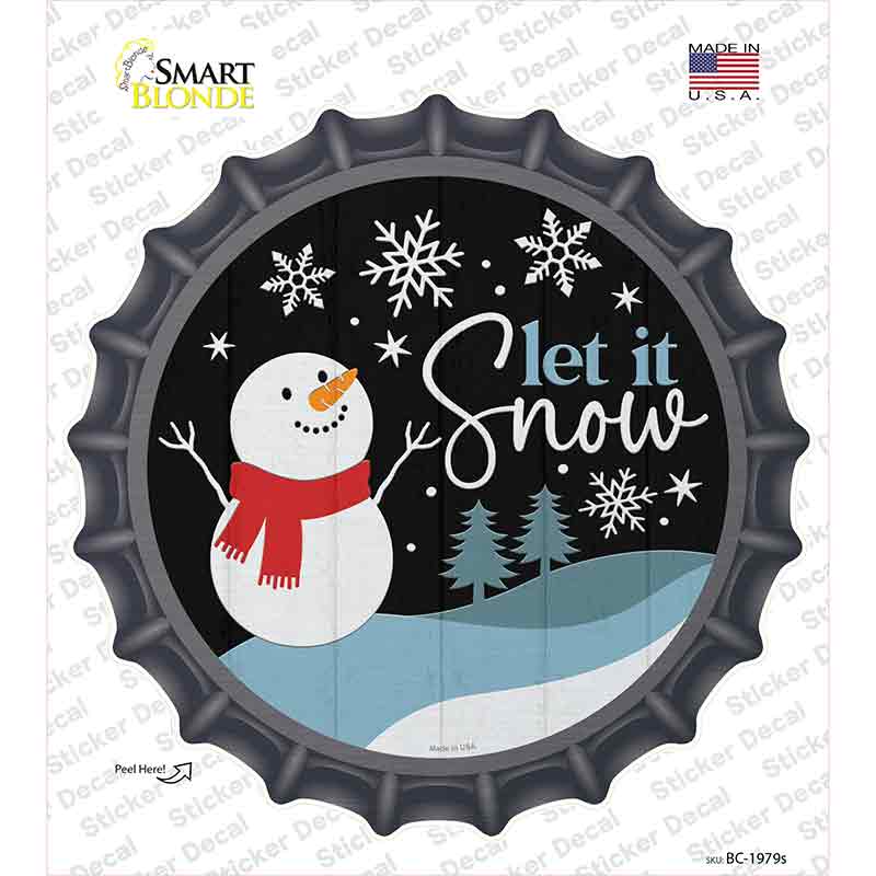 Snowman Let It Snow Novelty Bottle Cap Sticker Decal Small