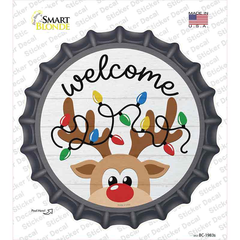 Welcome Reindeer Novelty Bottle Cap Sticker Decal Small