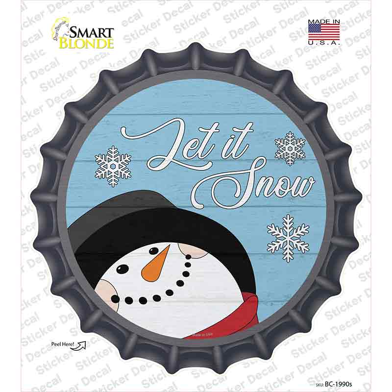 Let It Snow Blue Novelty Bottle Cap Sticker Decal Small