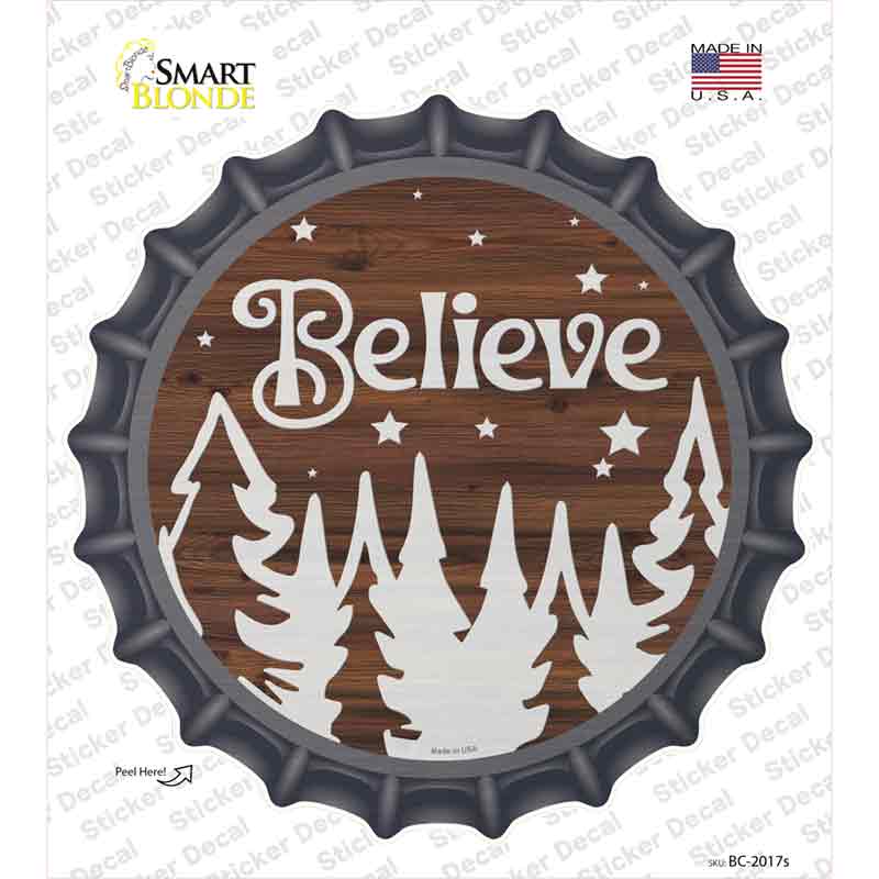 Believe Winter Silhouette Novelty Bottle Cap Sticker Decal Small