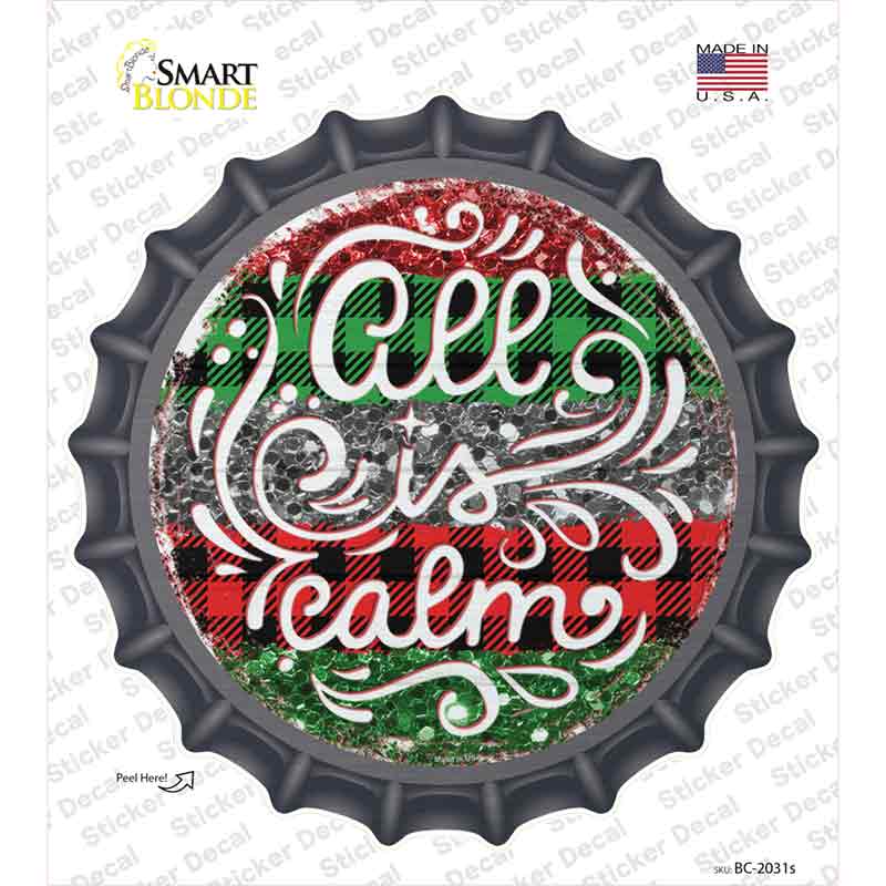 All Is Calm Christmas Novelty Bottle Cap Sticker Decal Small