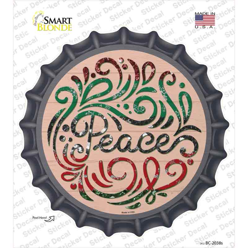 Peace Christmas Novelty Bottle Cap Sticker Decal Small