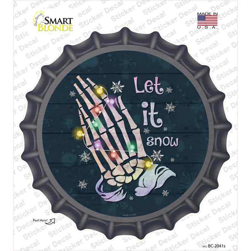 Let it Snow Skeleton Hands Novelty Bottle Cap Sticker Decal Small