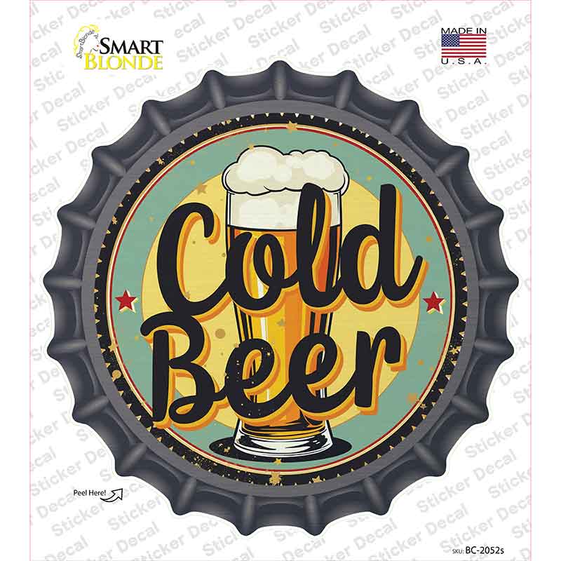 Cold Beer Novelty Bottle Cap Sticker Decal BC-2052s