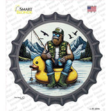 Bigfoot Fishing on Inflatable Duck Novelty Bottle Cap Sticker Decal BC-2059s