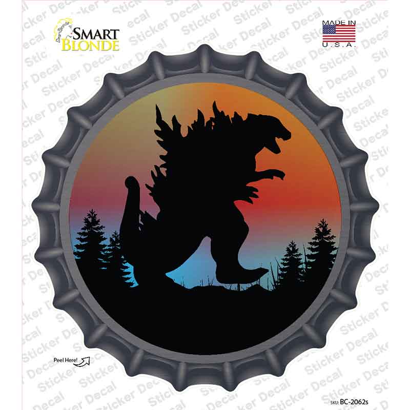 Godzilla Silhouette Sunset Novelty Bottle Cap Sticker Decal BC-2062s