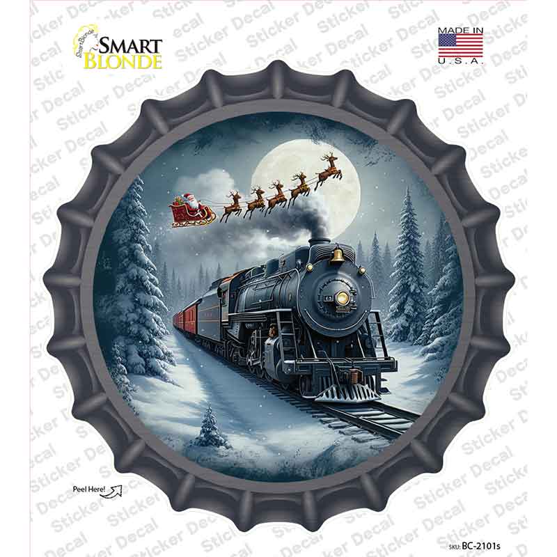 Santa Over the Polar Express Novelty Bottle Cap Sticker Decal BC-2101s