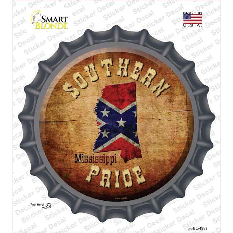 Southern Pride Mississippi Novelty Bottle Cap Sticker Decal Small