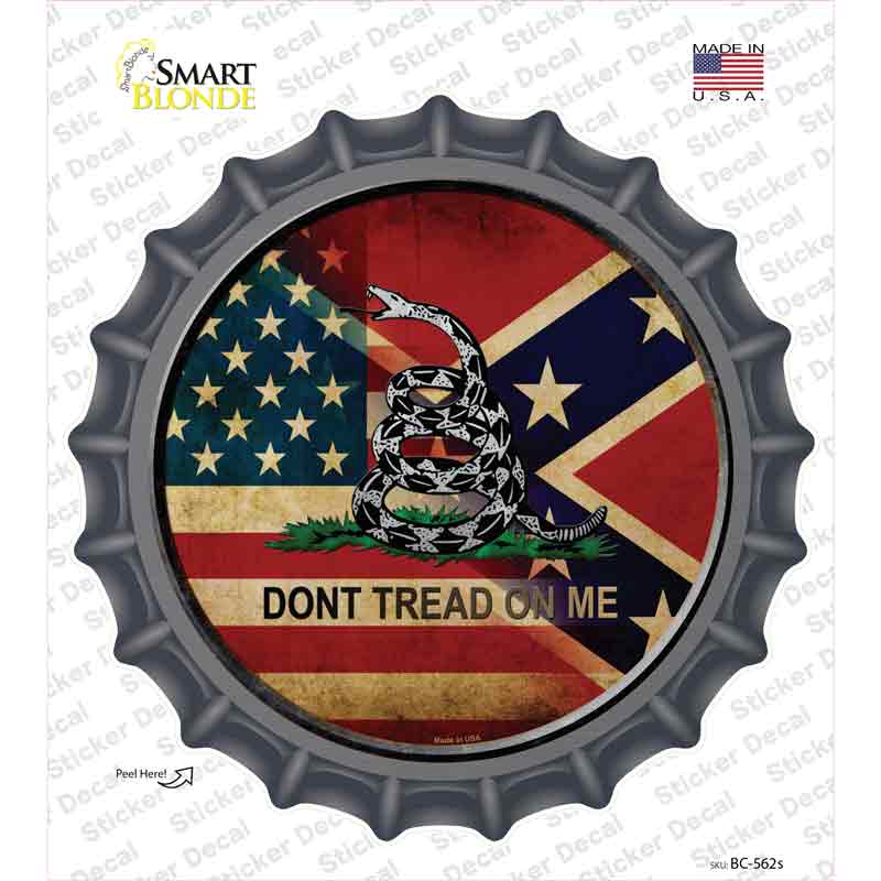 American Confederate Dont Tread On Me Novelty Bottle Cap Sticker Decal Small