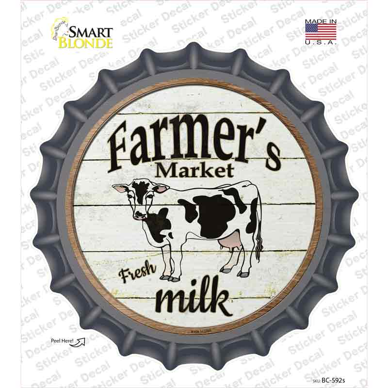 Farmers Market Milk Novelty Bottle Cap Sticker Decal Small