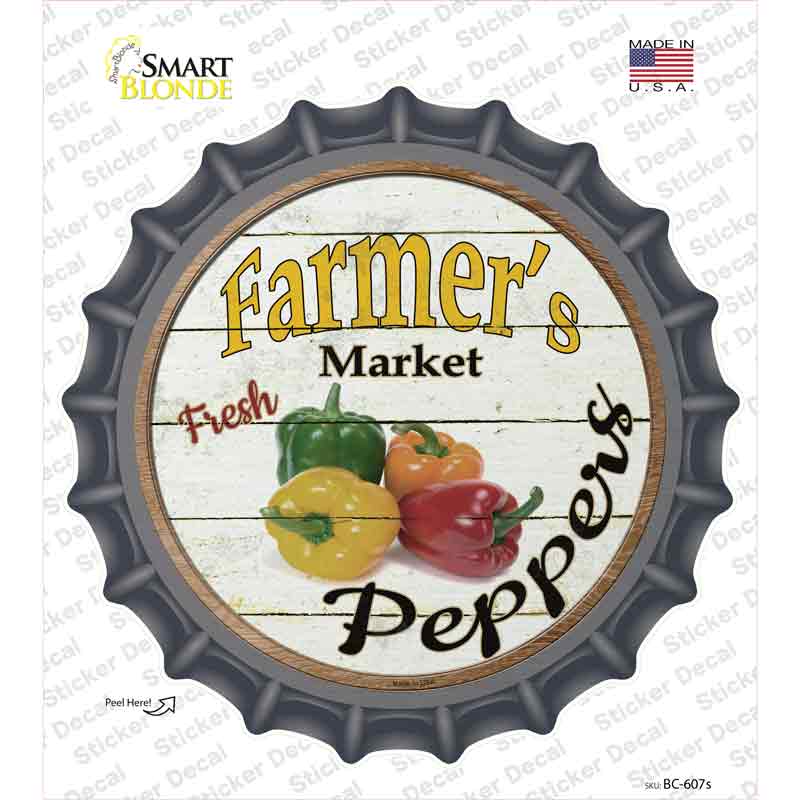 Farmers Market Peppers Novelty Bottle Cap Sticker Decal Small