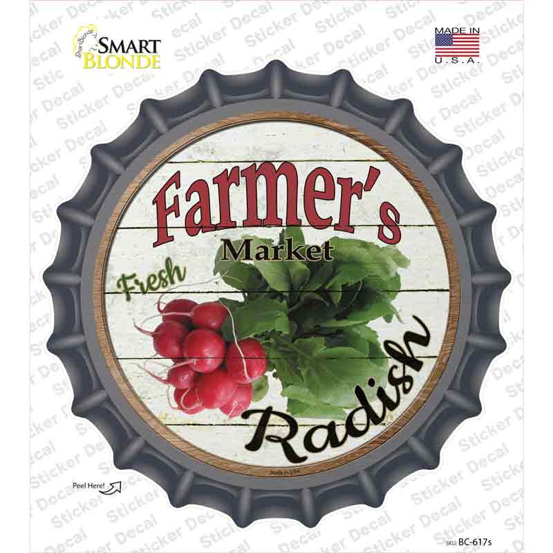 Farmers Market Radish Novelty Bottle Cap Sticker Decal Small