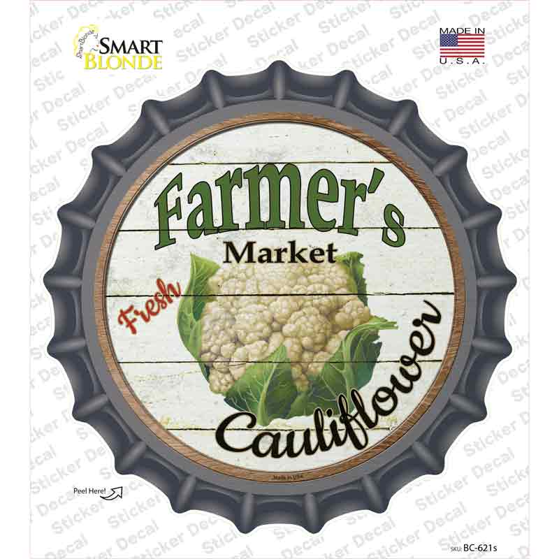 Farmers Market Cauliflower Novelty Bottle Cap Sticker Decal Small