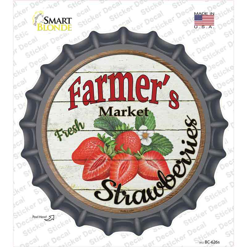 Farmers Market Strawberries Novelty Bottle Cap Sticker Decal Small