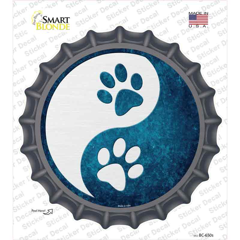 Yin And Yang With Paws Novelty Bottle Cap Sticker Decal Small