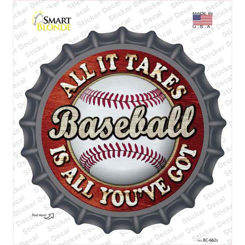 Baseball Novelty Bottle Cap Sticker Decal Small