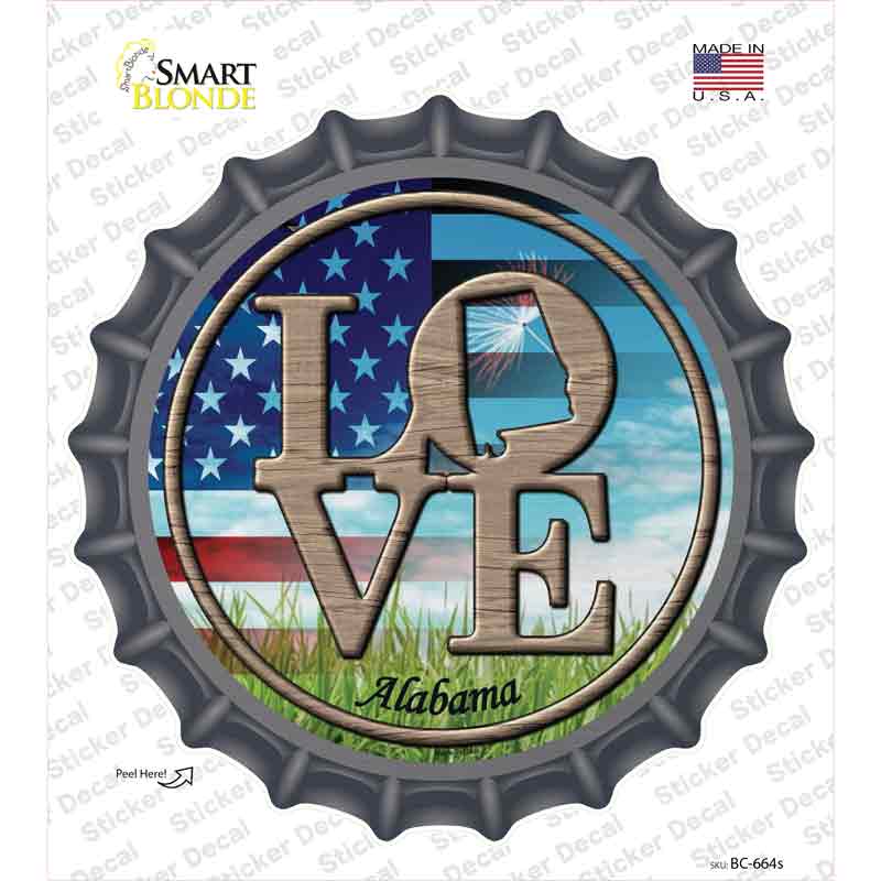 Love Alabama Novelty Bottle Cap Sticker Decal