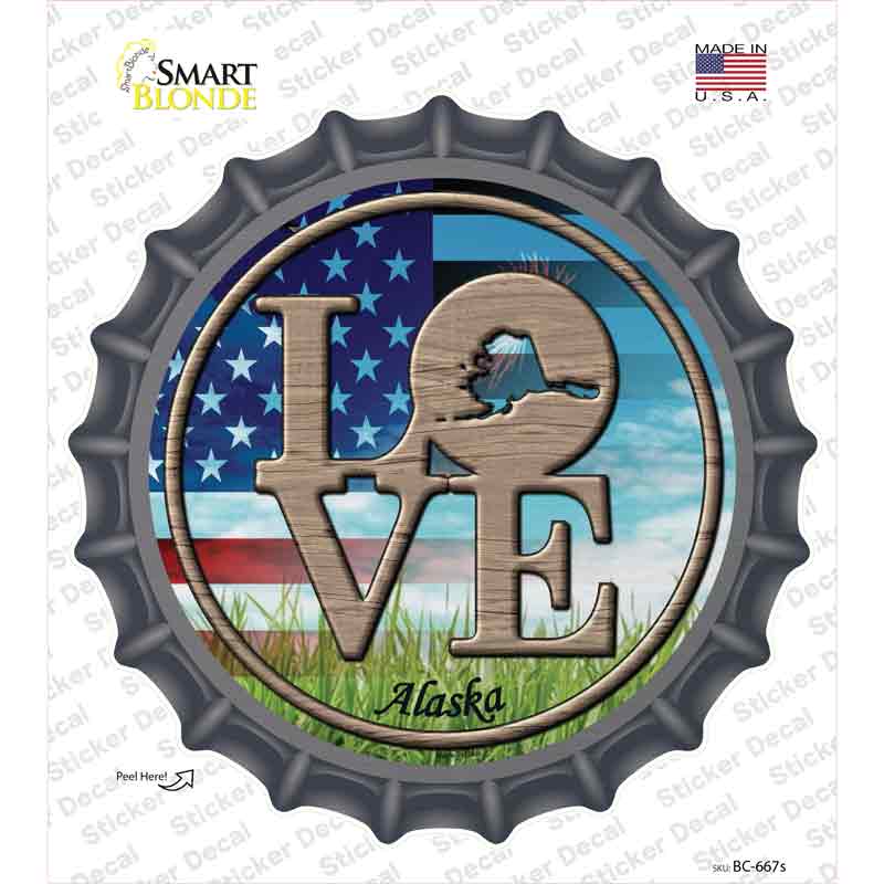 Love Alaska Novelty Bottle Cap Sticker Decal Small