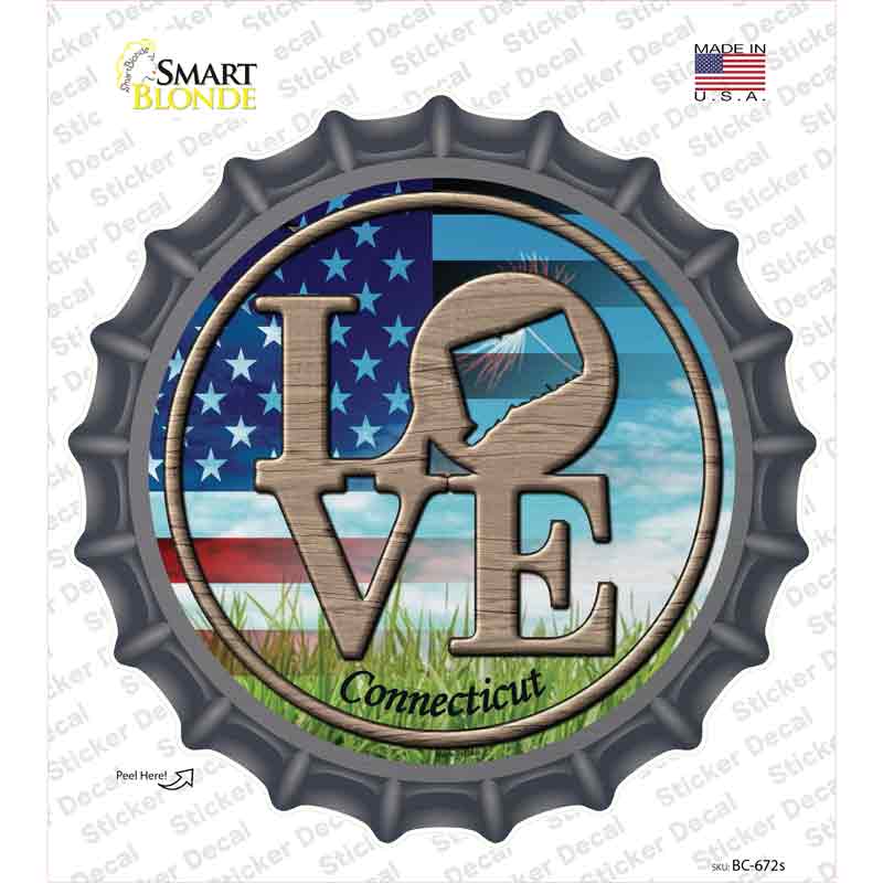 Love Connecticut Novelty Bottle Cap Sticker Decal Small