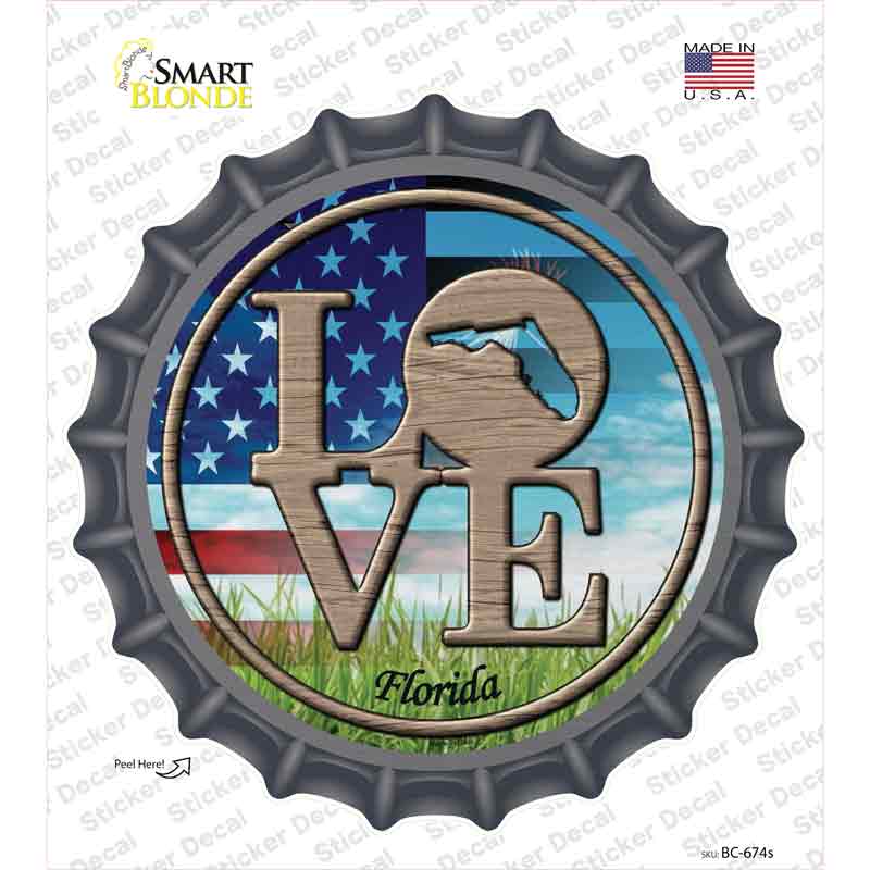 Love Florida Novelty Bottle Cap Sticker Decal Small