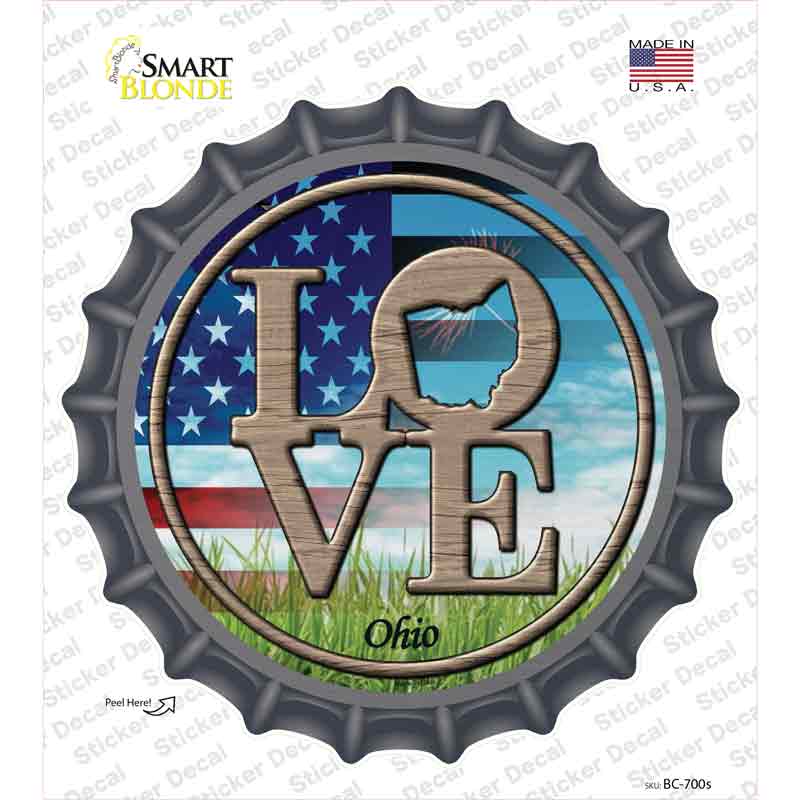 Love Ohio Novelty Bottle Cap Sticker Decal Small