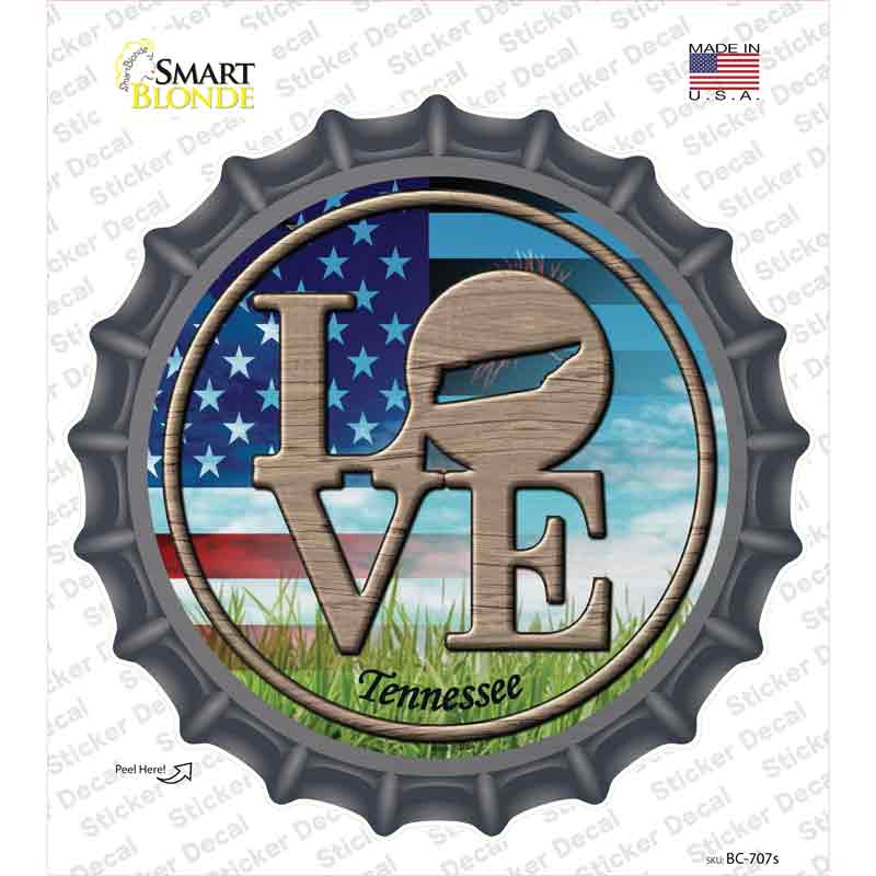 Love Tennessee Novelty Bottle Cap Sticker Decal Small