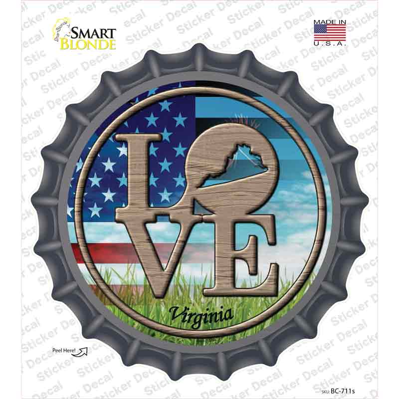 Love Virginia Novelty Bottle Cap Sticker Decal Small